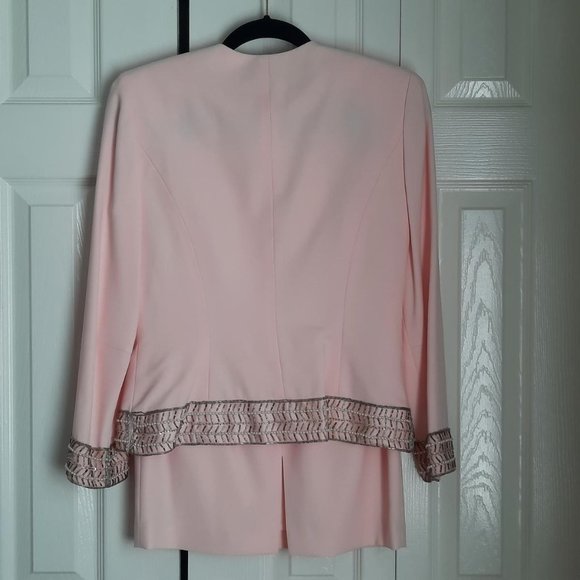 HP⭐ Vintage A.J. Bari Studio Beaded Jacket 2-Piece Semi-Formal Peach Suit Size 6 - Picture 3 of 9